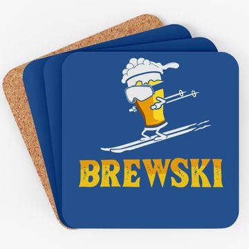 Discover Brewski Skiing Beer Coaster