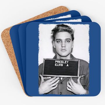 Discover Elvis Presley Army Mug Shot Coaster
