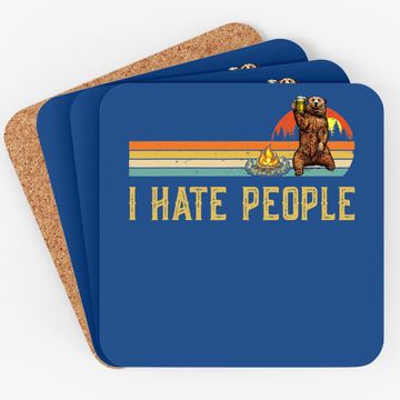 Discover Bear Camping Coaster I Hate People Bear Drinking Outdoor Lover Coaster
