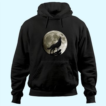 Discover Howling Wolf Midnight Full Moon Wildlife Nature Animal Hoodie