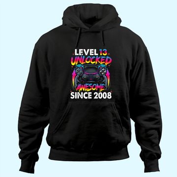 Discover Level 13 Unlocked Awesome Since 2008 13th Birthday Gaming Hoodie