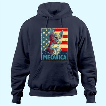 Discover Meowica Cat Patriotic American Flag Hoodie