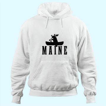 Discover Maine Moose Canoe Kayak Canoeing Hoodie