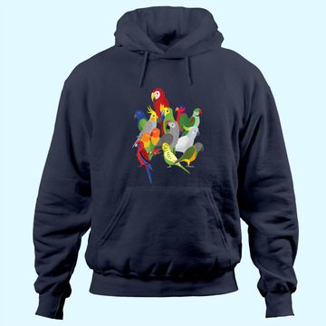 Discover Parrot Flock - Macaw, Cockatoo, African Grey, & Budgie Hoodie