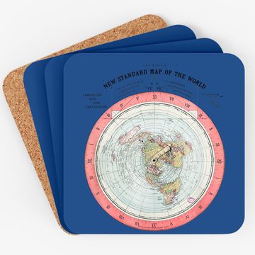 Discover Flat Earth Theory World Map - Funny Conspiracy Theory Coaster Coaster