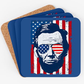 Discover Abe Lincoln Beard Sunglasses & American Flag 4th Of July Coaster
