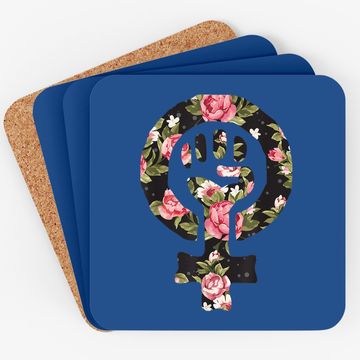 Discover Feminist Symbol Protester Support Coaster Resist Fist