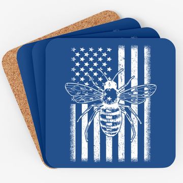 Discover American Flag Honey Bee Honeycomb Beekeeper Beekeeping Coaster