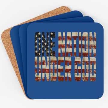 Discover One Nation Under God Weathered American Flag Patriotic Coaster