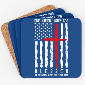 Discover Patriotic Christian Coaster "blessed" One Nation Under God