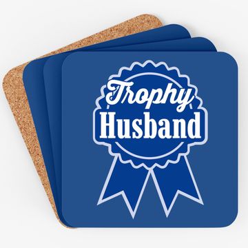 Discover Trophy Husband Retro Ribbon Style Coaster