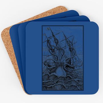 Discover Giant Octopus Pirate Ship Vintage Kraken Sailing Squid Coaster