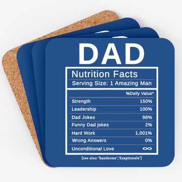 Discover Dad Nutrition Facts Coaster Amazing Man Fathers Day Gift Coaster