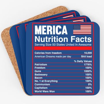 Discover Patriotic Merica Nutrition Facts Coaster