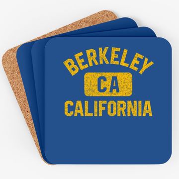 Discover Berkeley Ca California Gym Style Distressed Amber Print Coaster