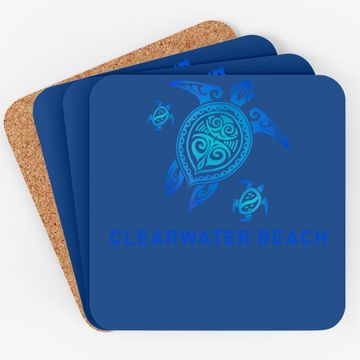 Discover Clearwater Beach Florida Sea Blue Tribal Turtle Coaster