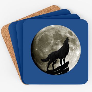 Discover Howling Wolf Midnight Full Moon Wildlife Nature Animal Coaster