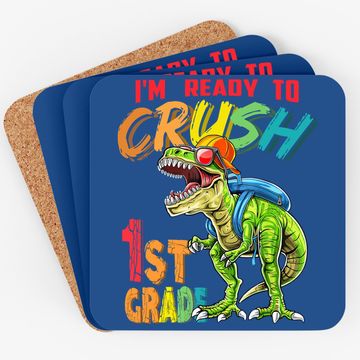 Discover I'm Ready To Crush 1st Grade T Rex Dinosaur Back To School Coaster