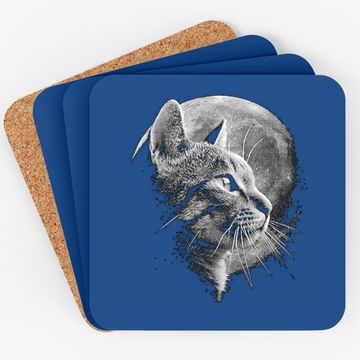 Discover Cat With Moon - Cat Coaster