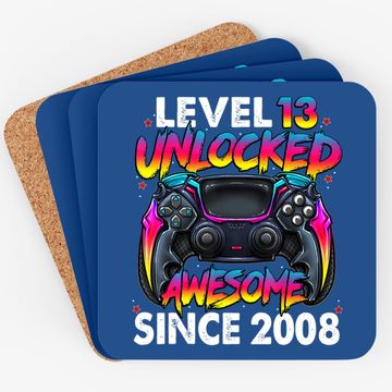 Discover Level 13 Unlocked Awesome Since 2008 13th Birthday Gaming Coaster