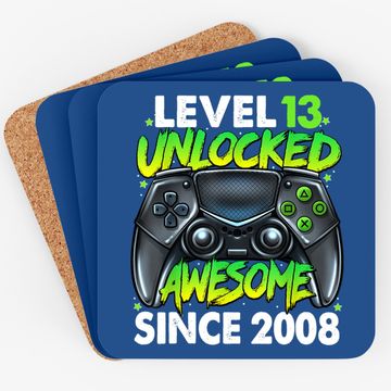 Discover Level 13 Unlocked Awesome Since 2008 13th Birthday Gaming Coaster