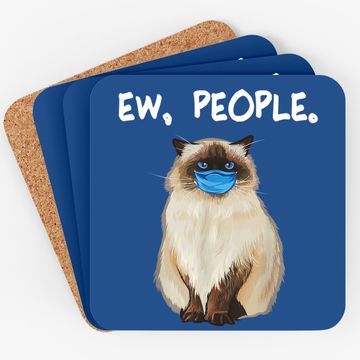 Discover Ew People Cat Wearing Face Mask Coaster
