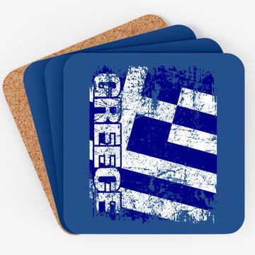 Discover Greece Flag Vintage Distressed Greece Coaster