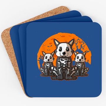 Discover Corgi Skeleton Halloween Cute Graphic Coaster