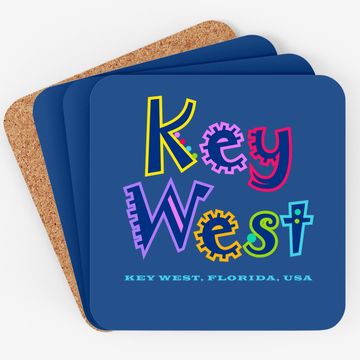 Discover Key West Florida Tropical Type Design Coaster