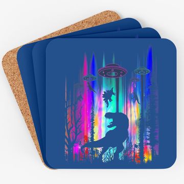 Discover Alien Ufo T Rex Abduction Colorful Forest Coaster