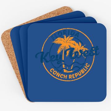 Discover Key West Vintage Emblem Basic Cotton Coaster
