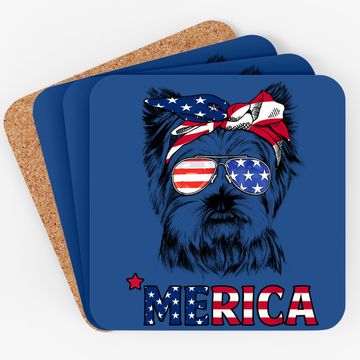Discover American Flag Yorkshire Terrier Yorkie Mom Coaster