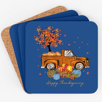 Discover Pumpkins Truck Autumn Leaf Fall  coaster