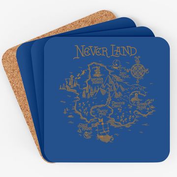 Discover Peter Pan Never Land Map Graphic Coaster