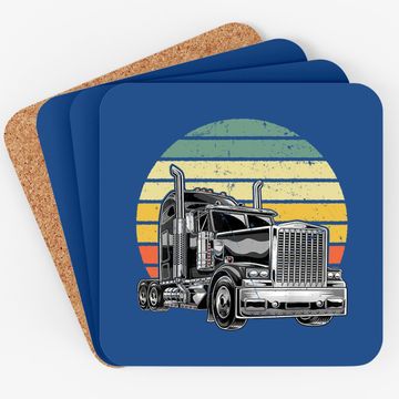 Discover Retro Vintage Trucker Big Rig Semi Trailer Truck Driver Coaster