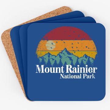 Discover Mount Rainier National Park Retro Style Hiking Vintage Coaster