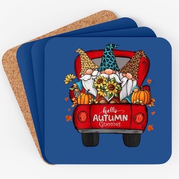 Discover Hello Autumn Truck Gnomes Pumpkin Fall Leaves Thanksgiving Coaster