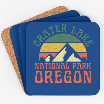 Discover Crater Lake National Park Oregon Mountains Retro Sunset Coaster