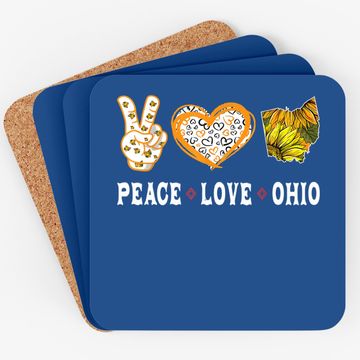 Discover Peace Love Ohio State Souvenirs Sunflower Coaster