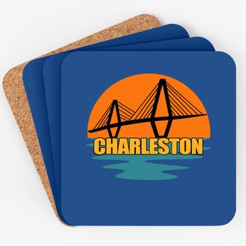 Discover Charleston Cooper River Ravenel Bridge Silhouette Sunset Coaster