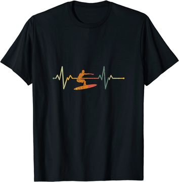 Discover Surf Surfer Gift Heartbeat Waves Surfing T Shirt