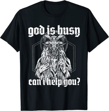 Discover God Is Busy Can I Help You Baphomet T-Shirt