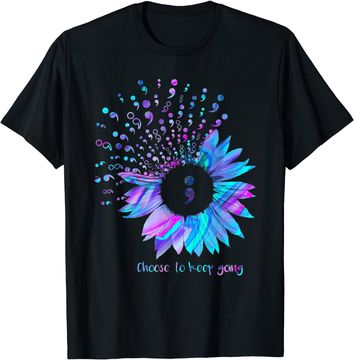 Discover Suicide Prevention Awareness Choose To Keep Going Sunflower T-Shirt