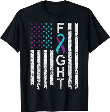 Discover Suicide Prevention Awareness T-Shirt American Flag Distress T-Shirt