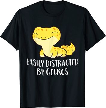 Discover Easily Distracted By Geckos Cute Leopard Lizard T-Shirt