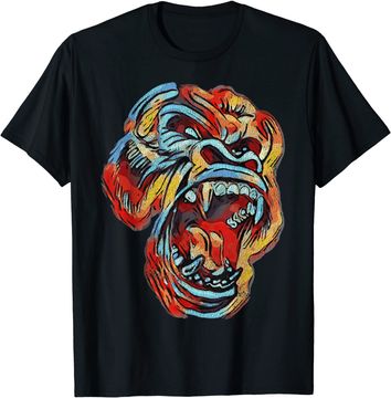 Discover Colorful Silverback Gorilla Image Gorillas Picture Ape T Shirt