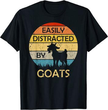 Discover Easily Distracted By Goats Retro Vintage Funny Goat Lover T-Shirt