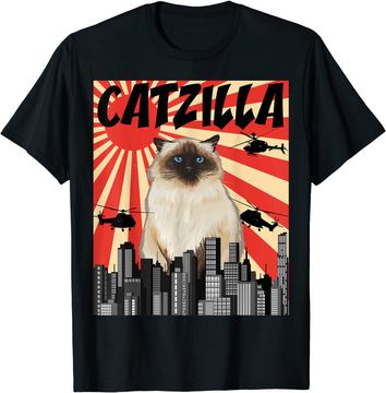 Discover Retro Japanese Catzilla Himalayan Cat T-Shirt