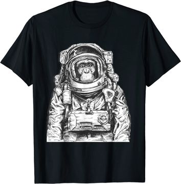 Discover Astronaut Monkey Chimpanzee Cosmonaut Astronomy T Shirt
