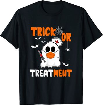 Discover Trick Or Treatment Boo Crew Funny Halloween Nurse Nursing T-Shirt